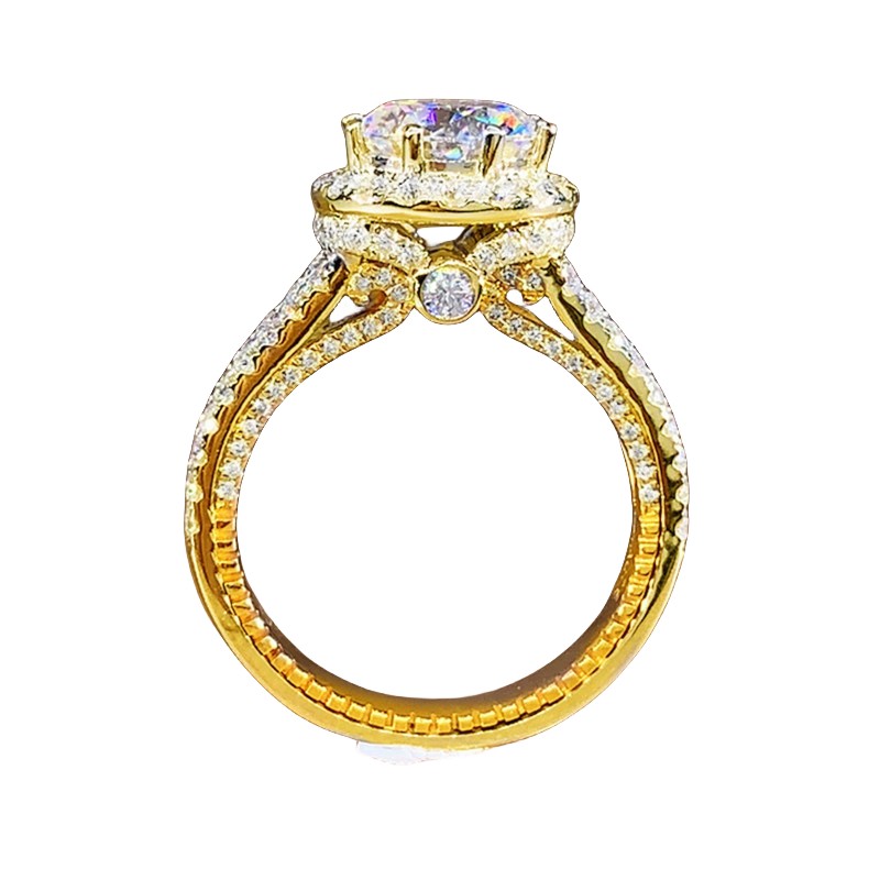 Stunning Wedding Rings Luxury Jewelry 925 Sterling Silver Round Cut White Topaz CZ Diamond Gemstones CZ Diamond Party Women Engagement Band Gold Ring 