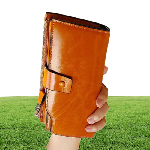 Vintage xury Women Wallets Genuine Leather Long Zipper Ctch Purse Large Capacity Card Holder Wallet6455685