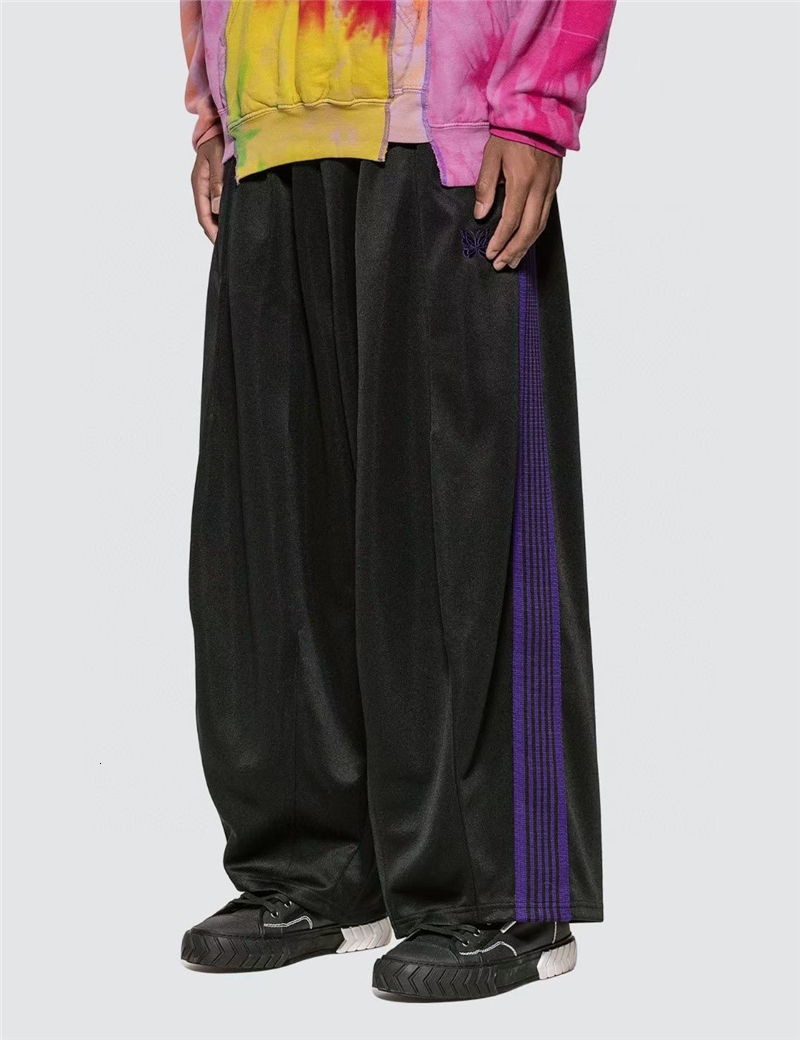 Men's Tracksuits Wide Needles sweatpants Men Women 1 1 Top Version Needles AWGE Wide Leg Trousers Embroidery Butterfly Track Pants 230825