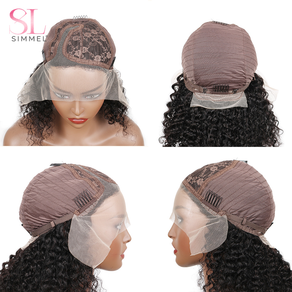 Bob Front Human Wave Hd Transparent Lace Frontal Short Hair Wigs Deep Curly Glueless Wig