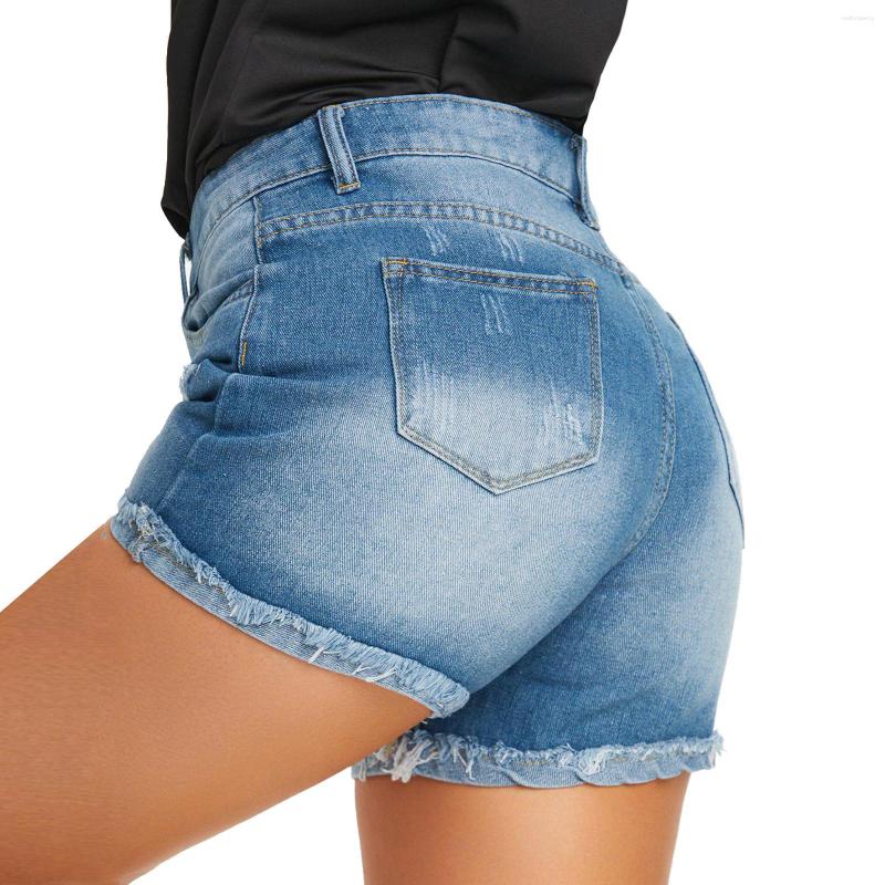 Women's Jeans Womens Denim Shorts For Summer Button Up Jean Slim Short Torn Wide-Legged Pants 2023