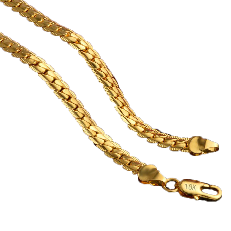 Chains 1824 Inch 18k Gold 6mm Full Side Chain Classic Ladies Necklace Men039s Fashion Wedding Party Jewelry