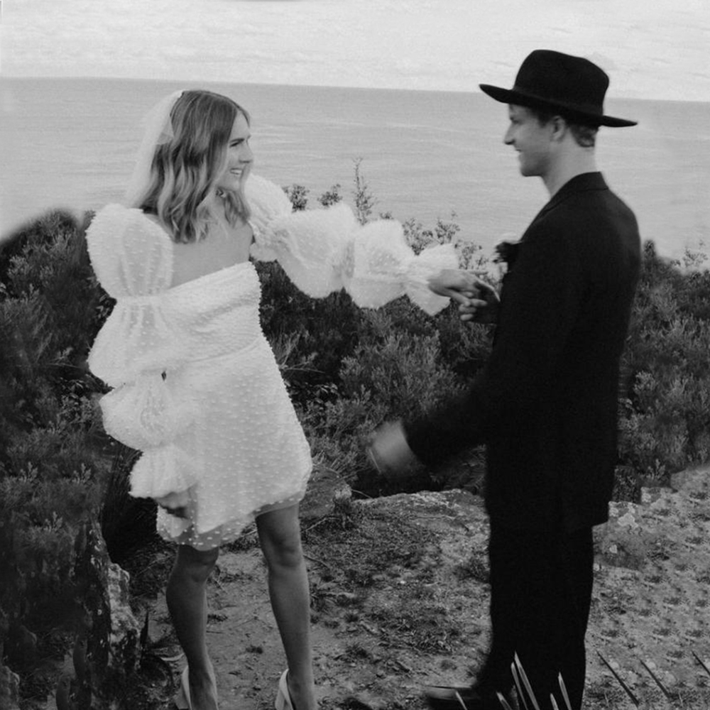 A Line Short Wedding Dress Pearls Studded Long Puff Sleeves Luxe Square Neck Princess Bridal Dresses Wedding Gown Custom Made Vestidos De Novia