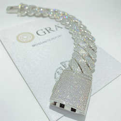 2022 Cuban Chain Necklace Hip Hop 26mm Four Row Dia Box Buckle Miami Thick Sier Moissanite Men's