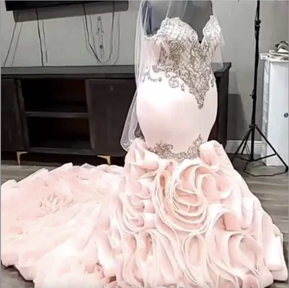 Blush Pink Mermaid Wedding Dresses 2023 Sweetheart Beads Crystal Plus Size Bridal Gowns Ruffles Dubai Robe De Mariee Vestidos Noiva
