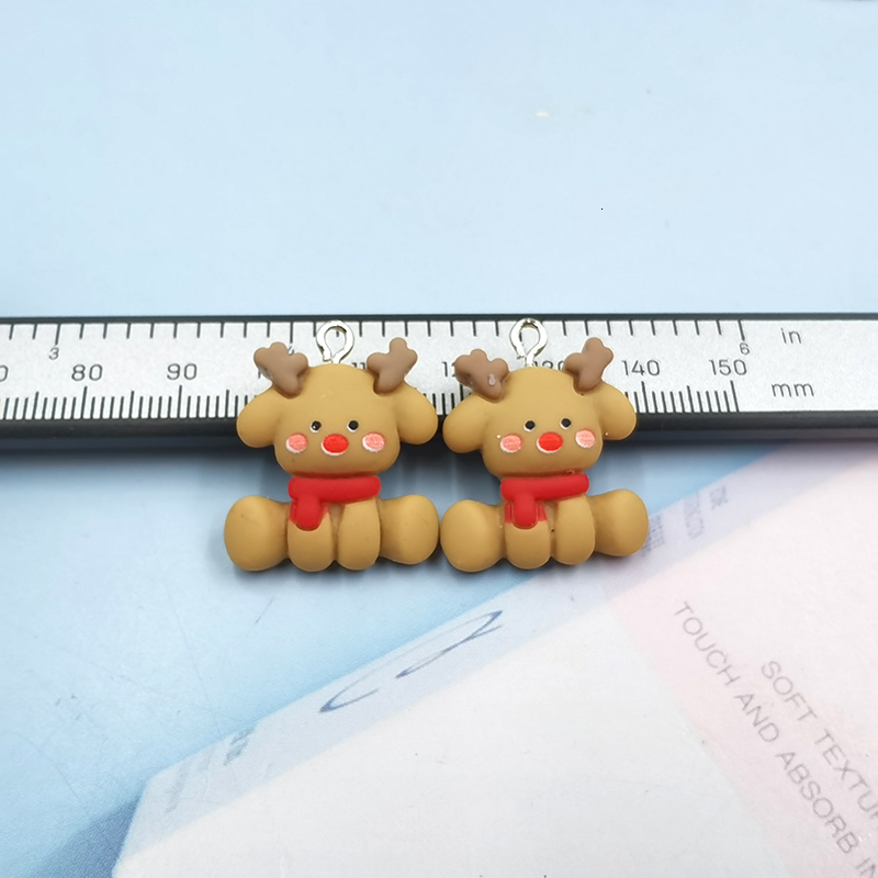 Charms 10Pcs Christmas Animals Deer Dog Resin Charms Kawaii Pendant Charms for Earring Bracelet Keychain Diy kid Jewelry Making C1090 230826