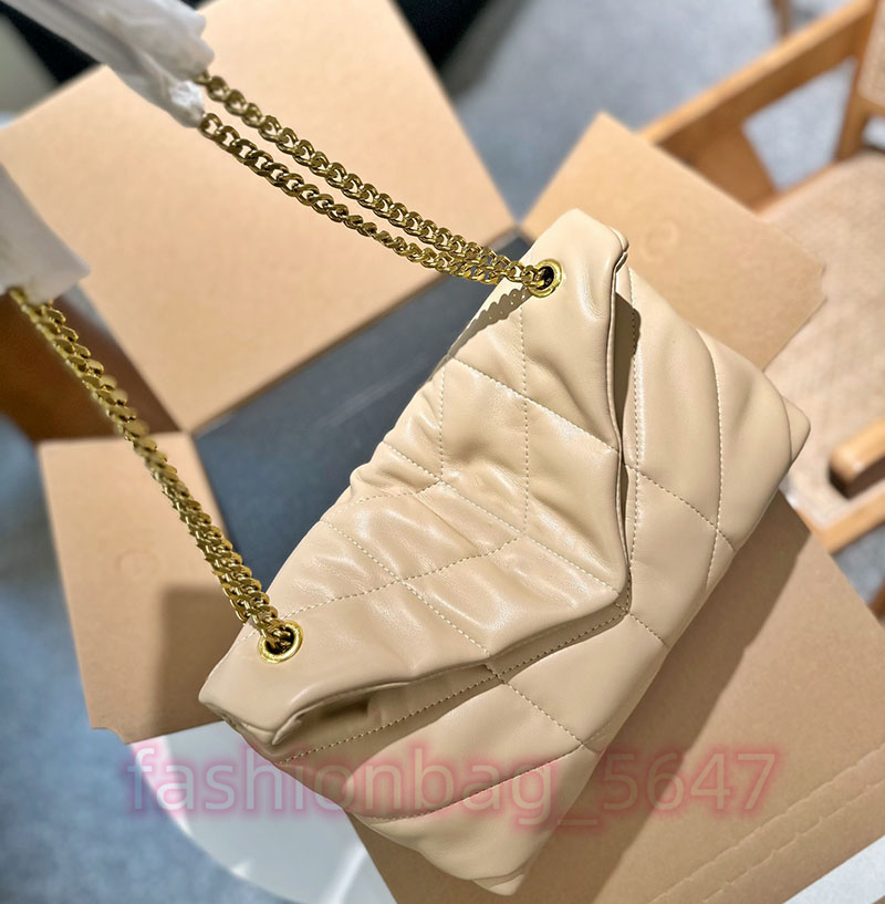 Luxury designer crossbody bag woman puffer shoulder bag genuine leather fashion cross body purse high quality small quilted napa leather bag gold silver chain bag
