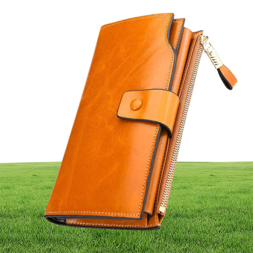 Vintage xury Women Wallets Genuine Leather Long Zipper Ctch Purse Large Capacity Card Holder Wallet6455685