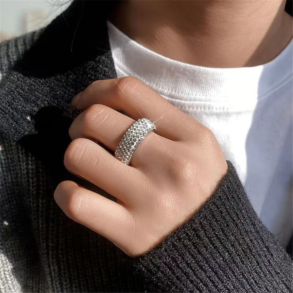 Band Rings Hip Hop Iced Out Bling Ring Gold Silver Color Stainless Steel CZ Cubic Zirconia Wedding Engagement Rings For Women Men BP20 230826