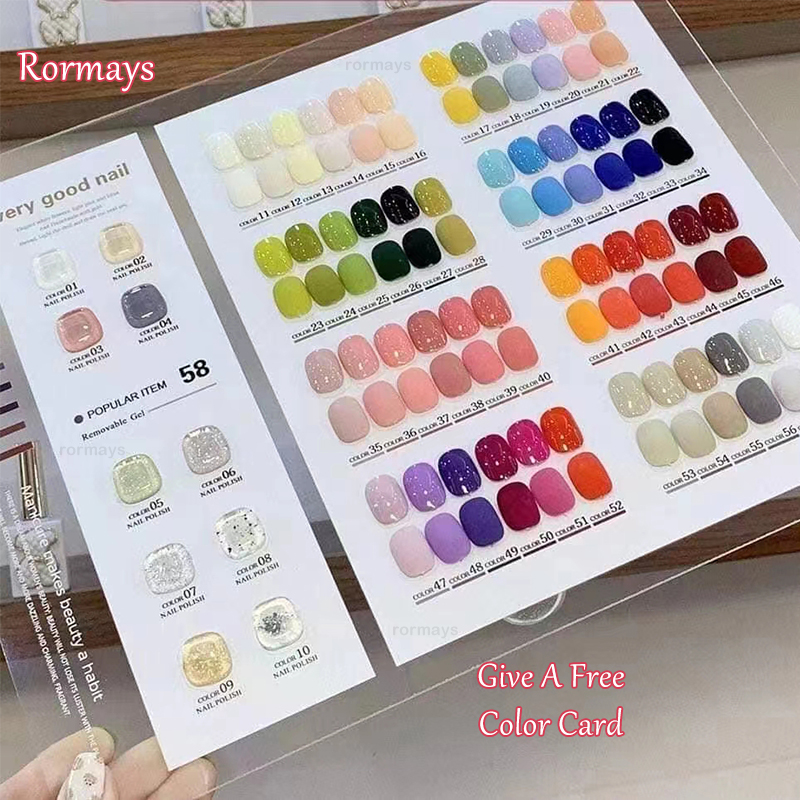Rormays Hot Sale 15ml nail polish Lucky Bear 58 Color Mixed gel Set Semi permanent UV LED gel Soaking Nail Art Salon Gift Color Card gel Factory Whole