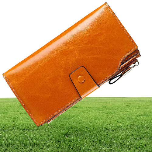 Vintage xury Women Wallets Genuine Leather Long Zipper Ctch Purse Large Capacity Card Holder Wallet6455685