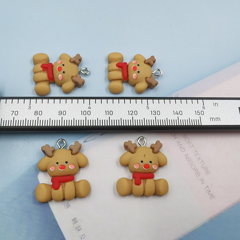 Charms 10Pcs Christmas Animals Deer Dog Resin Charms Kawaii Pendant Charms for Earring Bracelet Keychain Diy kid Jewelry Making C1090 230826