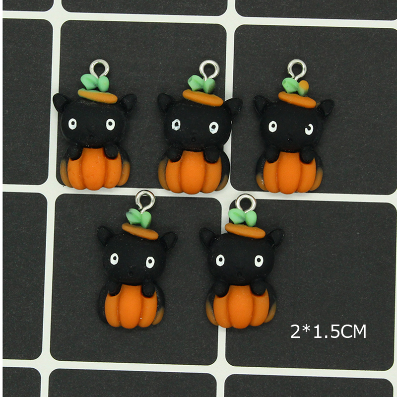 Charms 10pcslot Cute Halloween Pumpkin Lantern Ghost Cat Resin Charms DIY Pendant For Earring Bracelet Keychain Connect Jewelry Make 230826