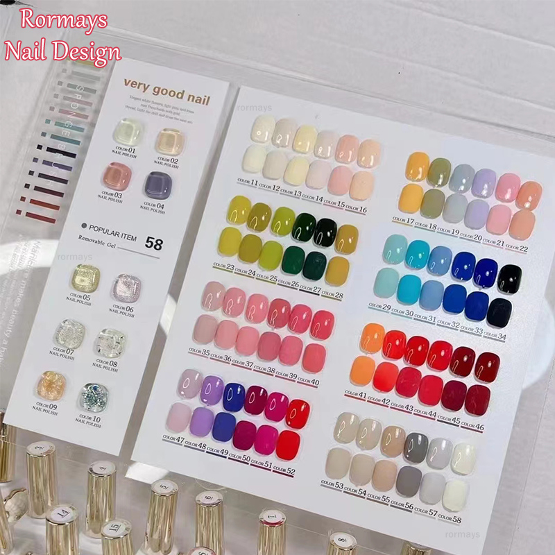 Rormays Hot Sale 15ml nail polish Lucky Bear 58 Color Mixed gel Set Semi permanent UV LED gel Soaking Nail Art Salon Gift Color Card gel Factory Whole