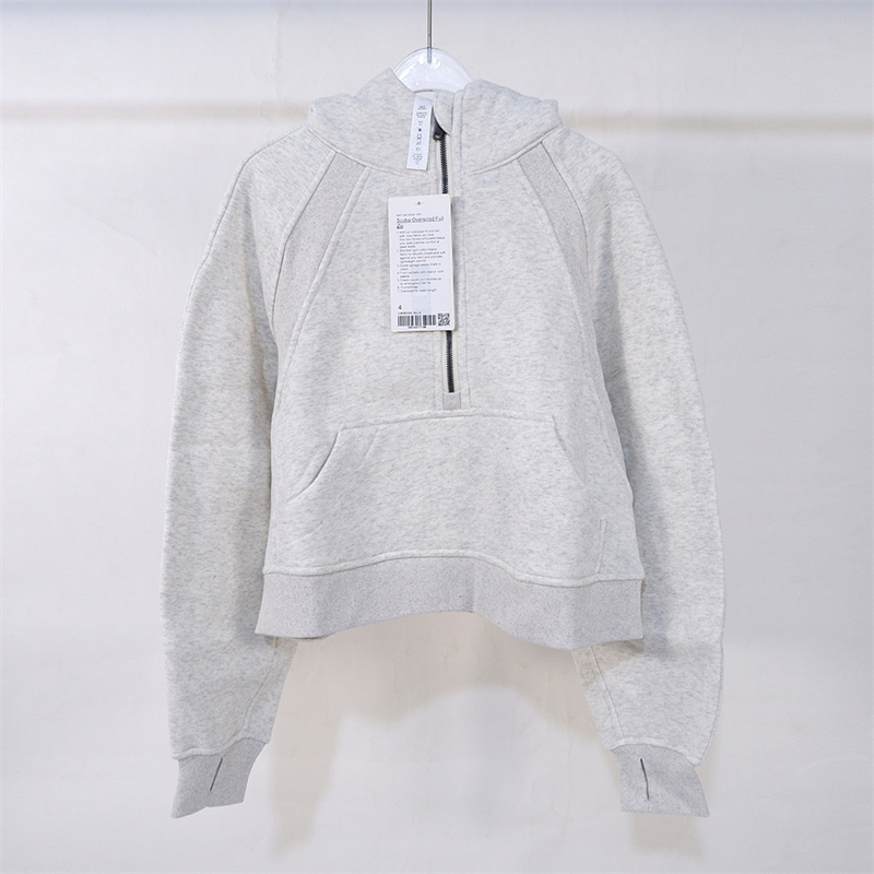 Women Half Zipper Jackets Autumn lululies lemonity Jacket Hoodies Sweatshirt Yoga Jackets Ladies Sport thick Loose Short Style With Fleece