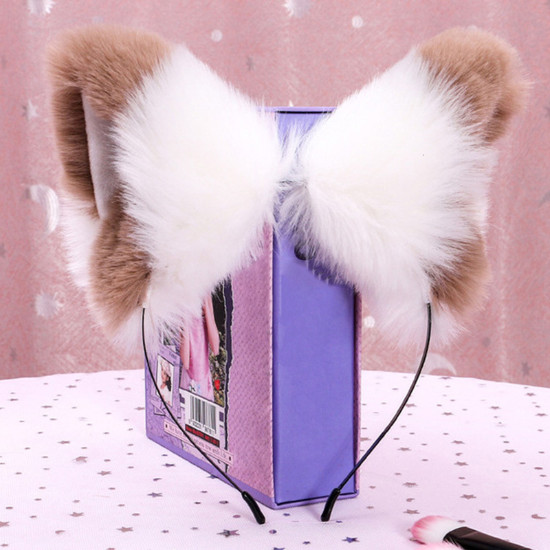 Headbands 1PC Realistic Furry Animal Cat Ears Headband Lolita Cute Faux Fur Anime Hair Hoop Halloween Cosplay Party Headpiece 230826