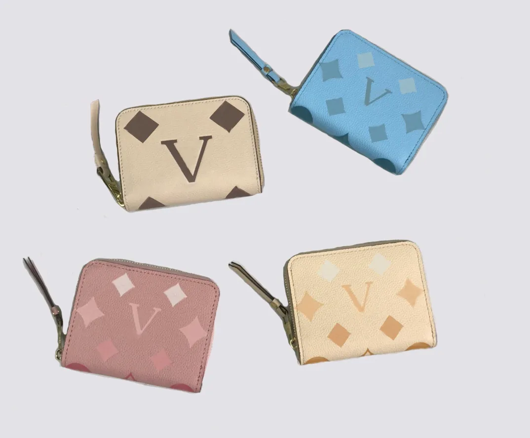 Fashion designer wallets luxury mens womens leather bags Highs quality classic flower letter zipper coin purse checked card holders with Ori