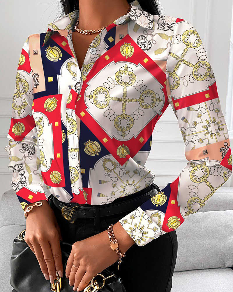 Women's Blouses Shirts Blusas De Mujer 2023 Casual Long Sleeve Print Blouse Women 2023 Fashion Turn Down Collar White Shirts Spring Autumn Tops T