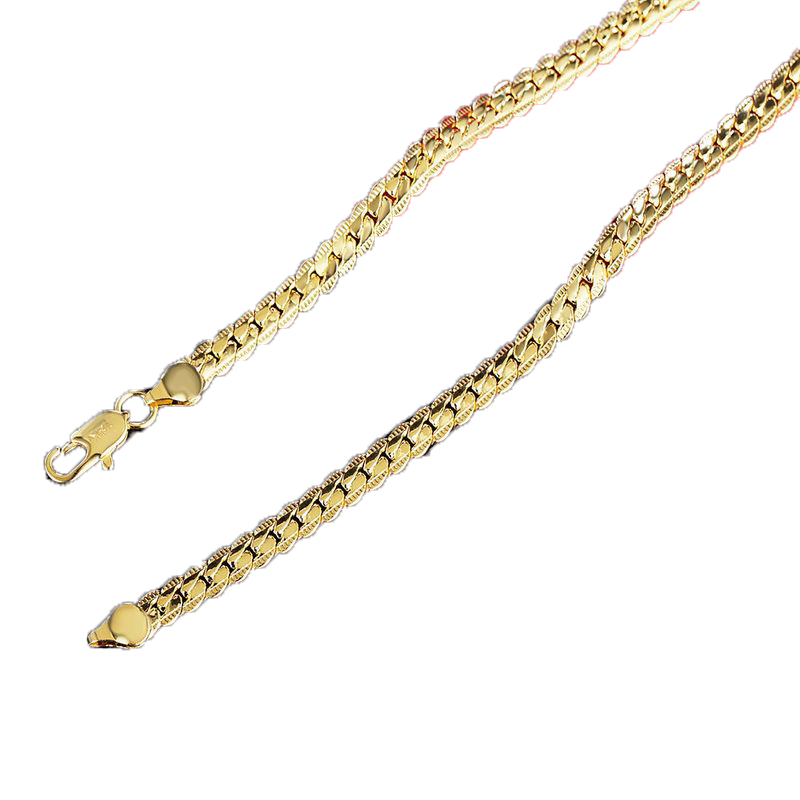 Chains 1824 Inch 18k Gold 6mm Full Side Chain Classic Ladies Necklace Men039s Fashion Wedding Party Jewelry