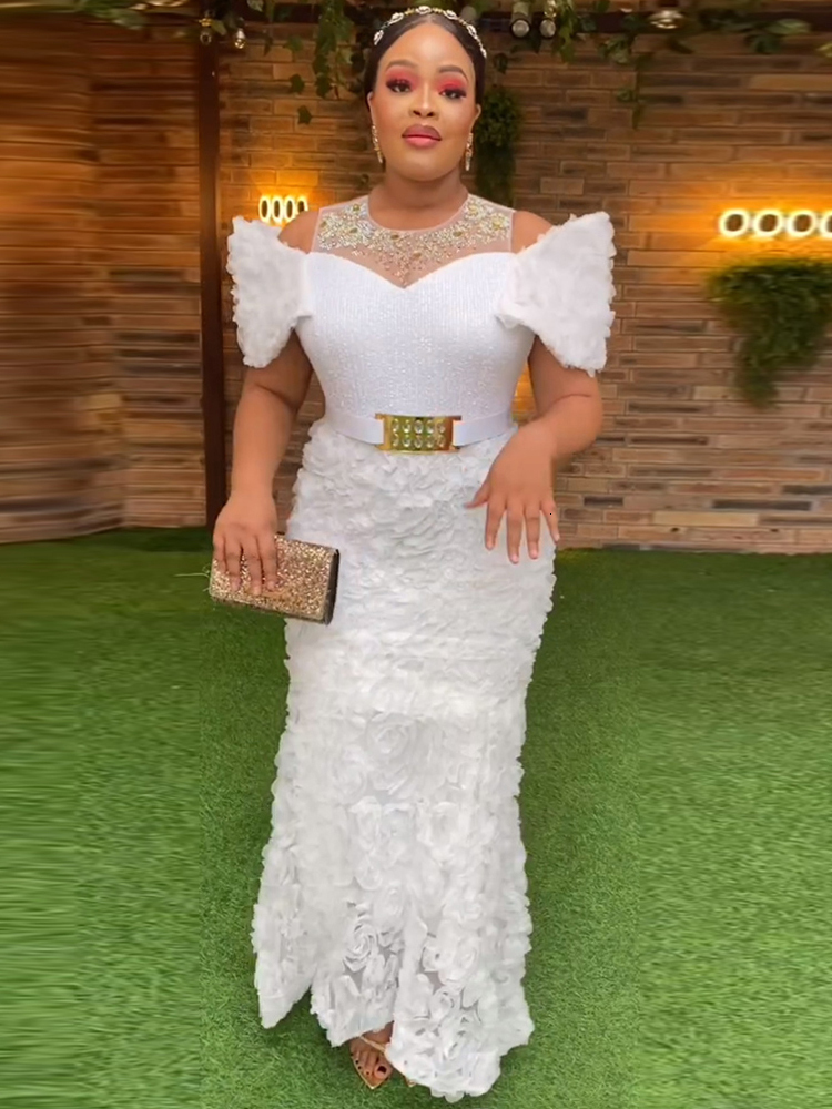 Basic Casual Dresses Wedding Party Prom Evening Dubai African Women Sequin Flower Mermaid Gown Long Dress Elegant Ladies Birthday Robe 23