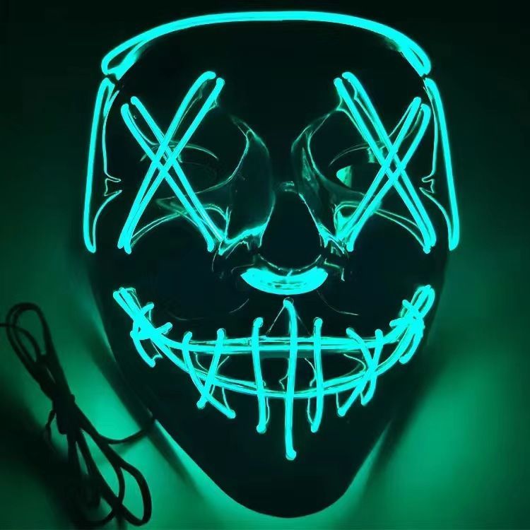Black V-Shaped LED Cold Light Halloween Ghost Step Dance Glow Fun Election Year Festival Role Playing Clothing Supplies Party Mask 1005