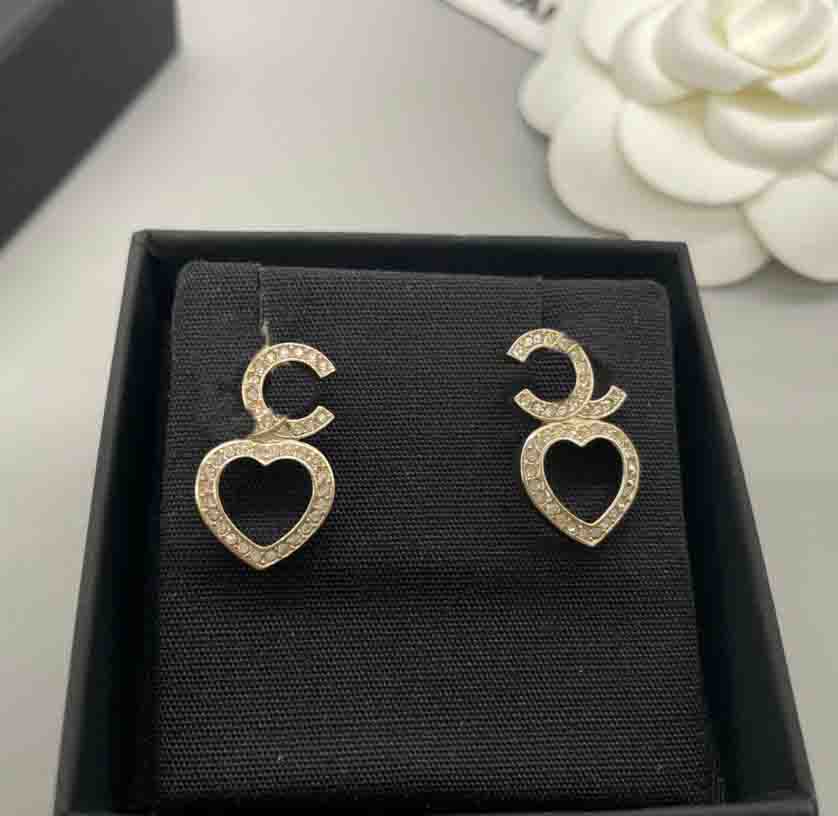 2025 Luxury quality Charm drop earring heart shape with diamond pendant necklace in 18k gold plated have box stamp PS7520B