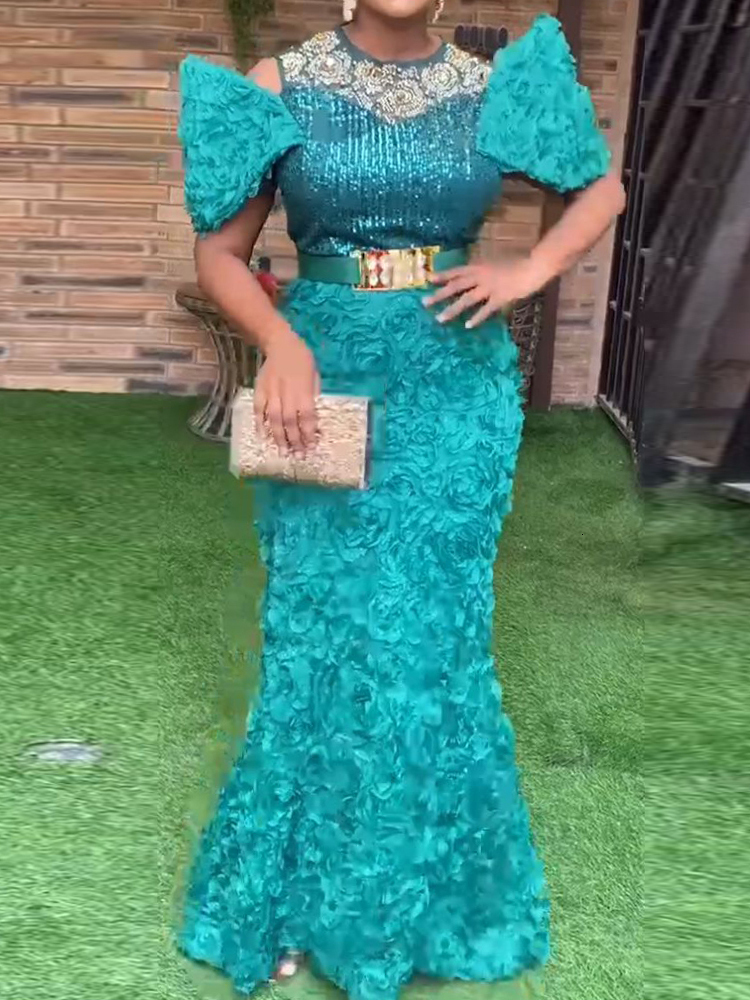 Basic Casual Dresses Wedding Party Prom Evening Dubai African Women Sequin Flower Mermaid Gown Long Dress Elegant Ladies Birthday Robe 23