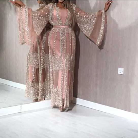 Basic Casual Dresses 2-Piece Spring 2022 New Sequin Dress Womens Sexy Lace Long Sleeve Evening Party Elegant Maxi Robe Longu T230825