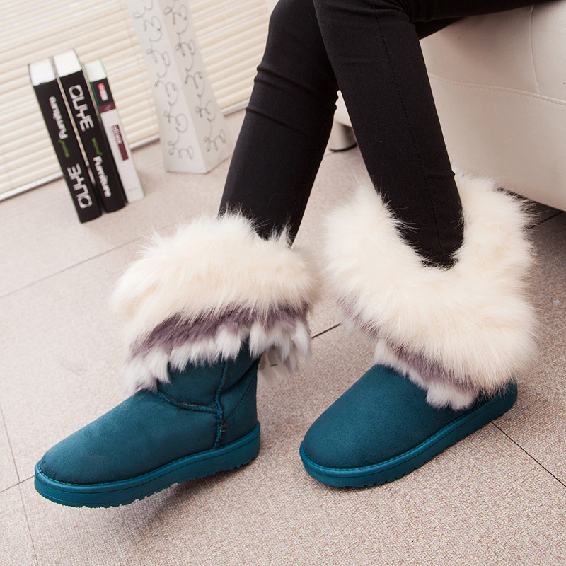 Boots Women Fur Boots Ladies Winter Warm Ankle Boots For Women Snow Shoes Style Round-toe Slip On Female Flock Snow Boot Ladies Shoes 230826
