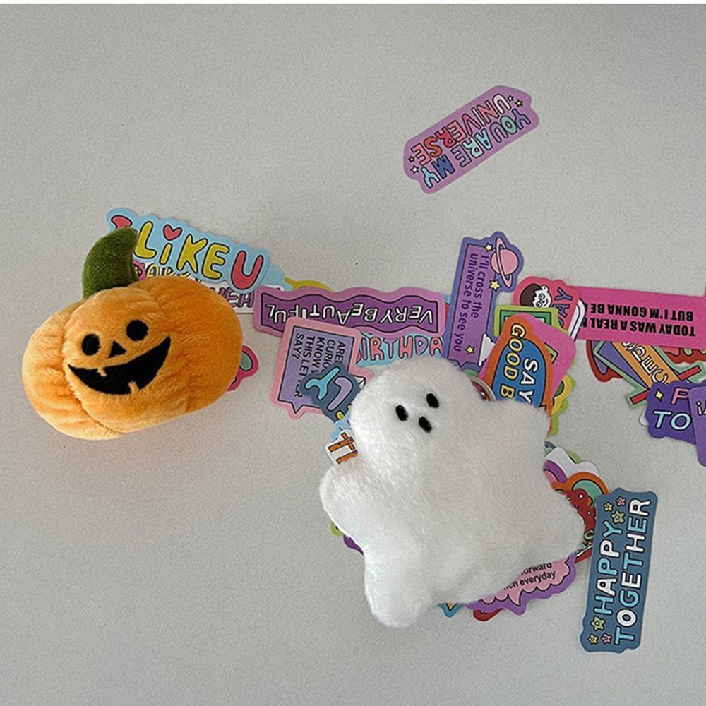 Keychains Lanyards Creative Halloween Pumpkin Ghost Key Chain Cute Soft Plush Doll Keyring Car Key Bag Charm Hanging Pendant for Children Gift 230826