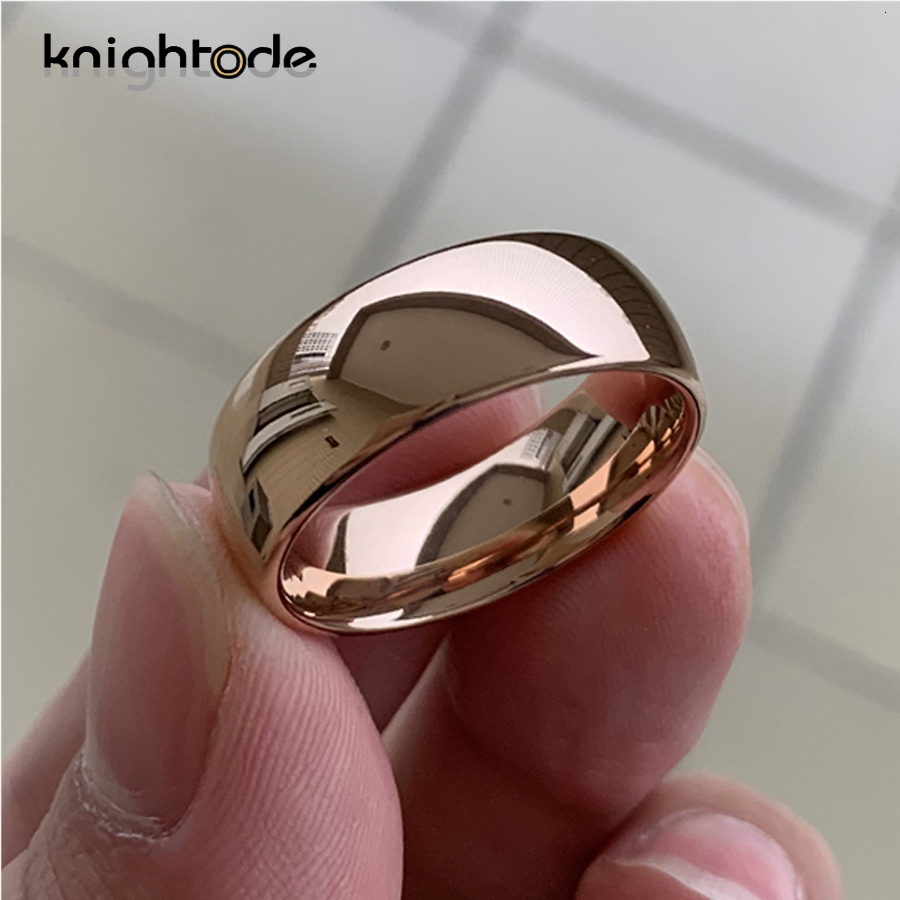 Band Rings Classic Rose Gold Color Tungsten Wedding Ring For Women Men Carbide Engagement Band Dome Polished Finish Width 8mm 6mm 230826