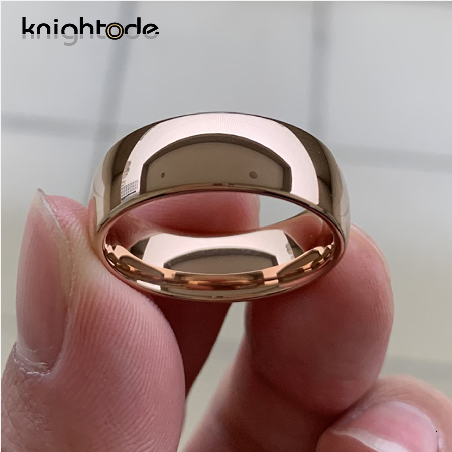 Band Rings Classic Rose Gold Color Tungsten Wedding Ring For Women Men Carbide Engagement Band Dome Polished Finish Width 8mm 6mm 230826