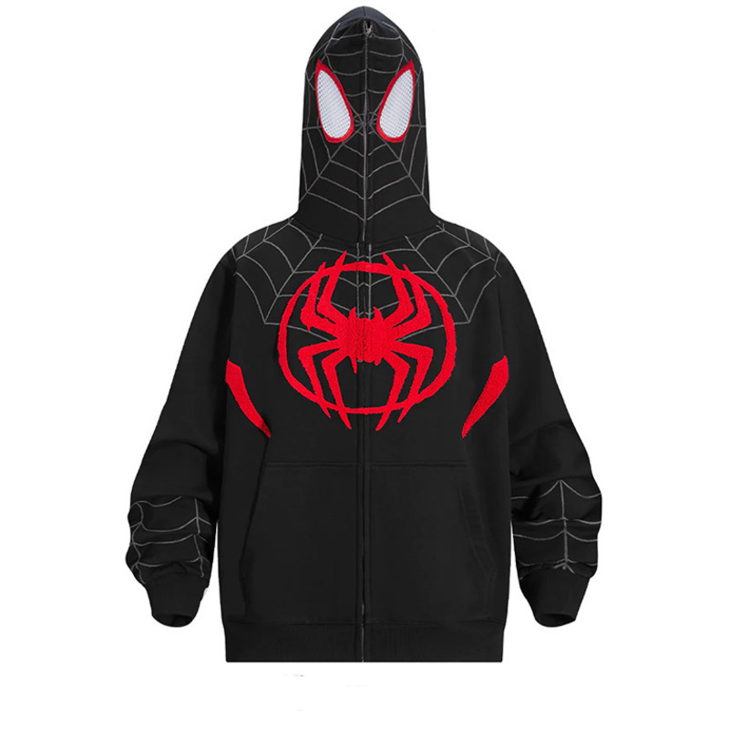 Men's Hoodies Sweatshirts Spider Print Y2k Gothic Sweater Hoodie Men Hip Hop Dark Zip Up Hooded Cardigan Full Chain Women Loose Couple Hoodie Str