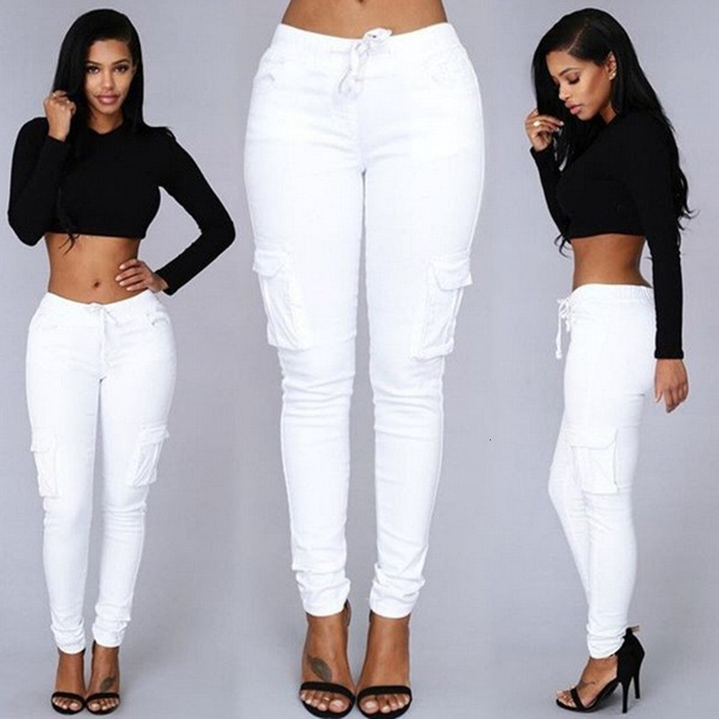 Women's Jeans Elastic Sexy Skinny Pencil Jeans For Women Black High Waist Jeans Woman Y2K Streetwear Denim Pants Cargo Jeans Trousers Leggings 23