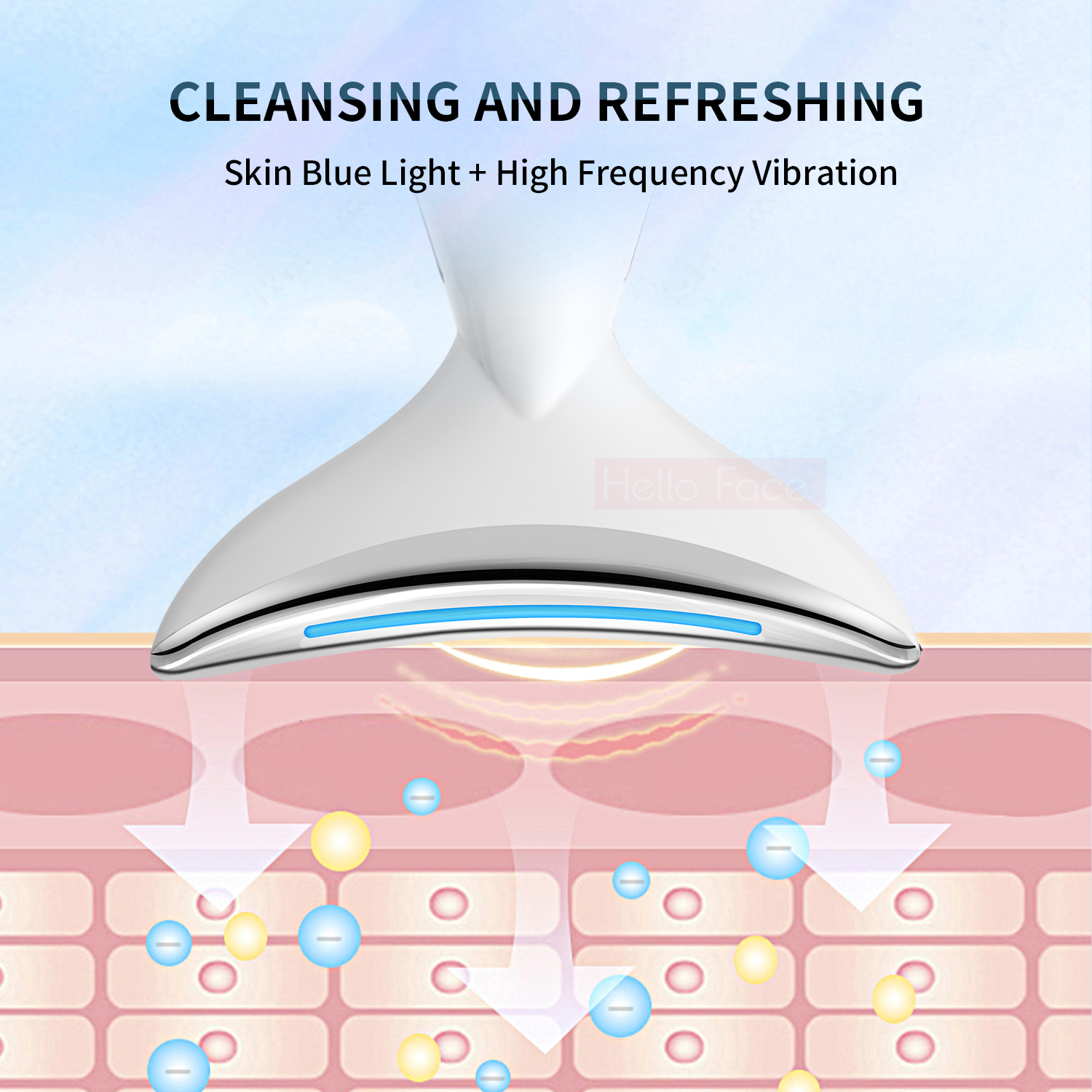 Face Massager Hello Face Neck Beauty Device Neck Massage LED Pon Therapy Ion Introduction Skin Tighten Reduce Double Chin Skin Care Tools 230826