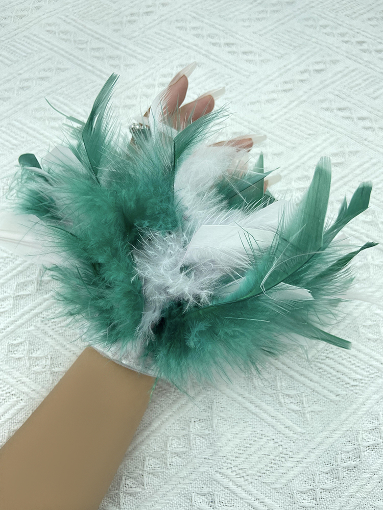Fingerless Gloves Women Natural Fur Feather Cuffs Sexy Snap On Bracelet Arm Cuff Shirts Sleeves For Women Real Ostrich Feather Anklet Wrist Cuff 23082