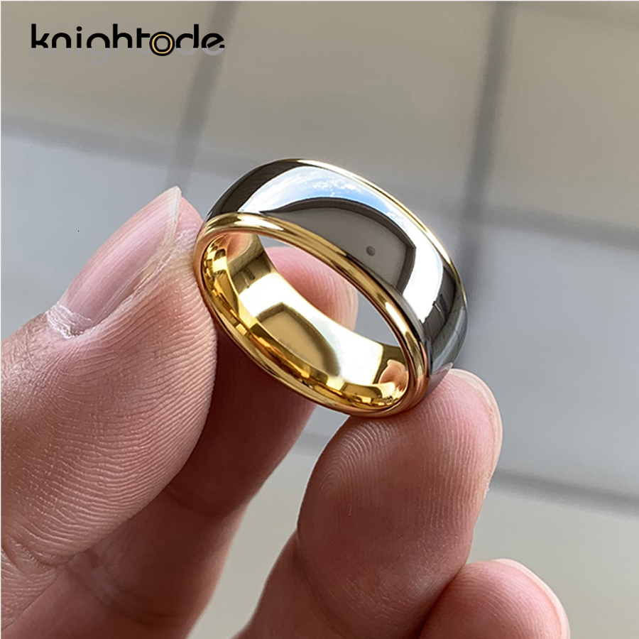 Band Rings 68mm Fashion Tungsten Carbide Wedding Bands For Men Women Engagement Ring Jewelry Gold Color Steped Dome Polishing Comfort Fit 230826