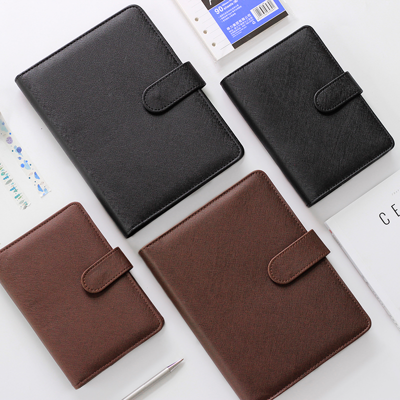 Notepads Brown Planner Black Portable Notebook Loose-leaf Detachable Buckle Ring Thick A5 Business Notebook Stationery Office A6 Workbook 230826