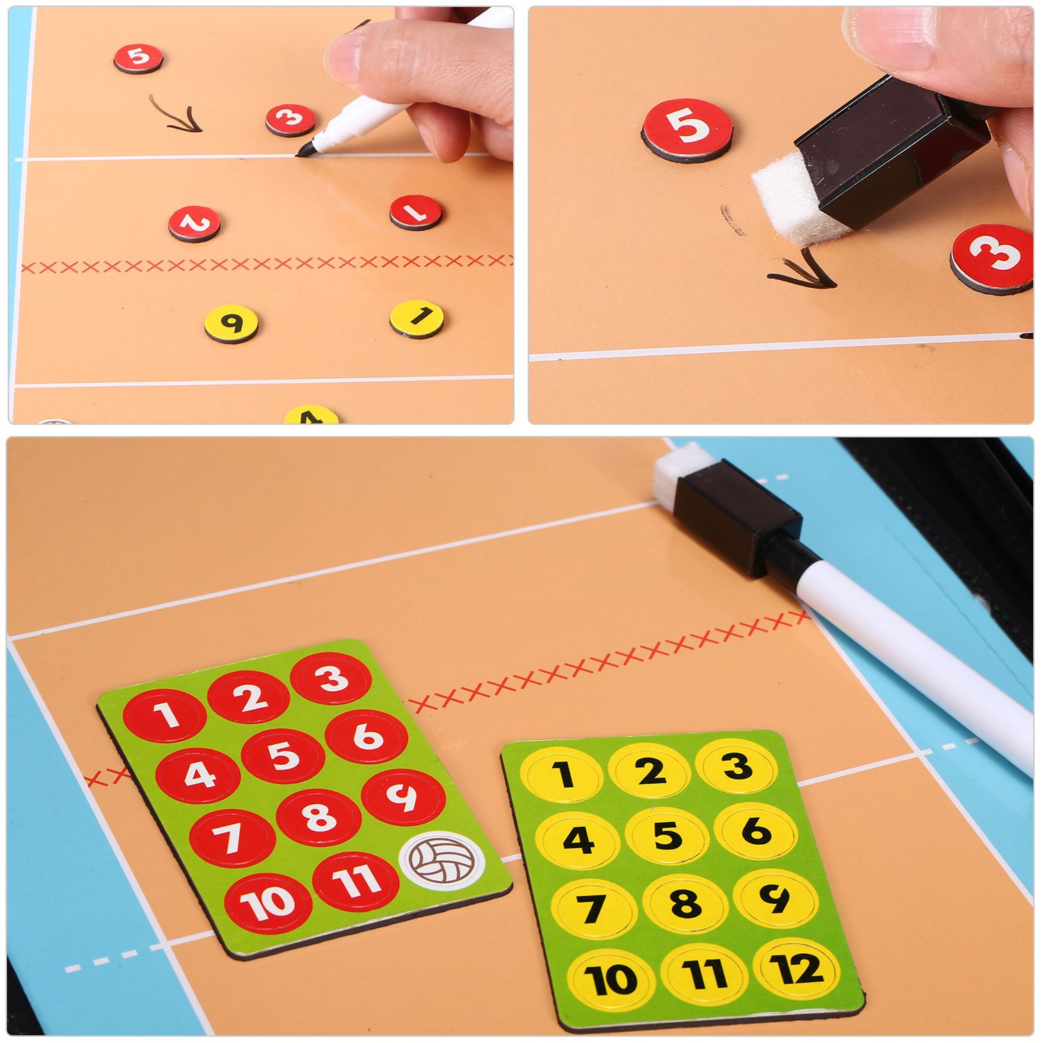 Balls Foldable Volleyball Magnetic Tactic Board Coaching Strategy Board with Marker Pieces and 2in1 Pen Volleyball Equipment 230826