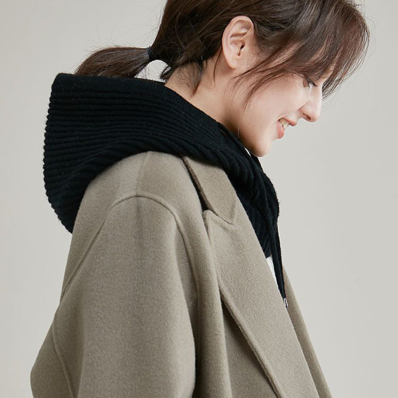 Scarves Unisex Knitted Head Hood Faux Cashmere Hooded Neck Collar Cap Head Drawstring Thick Beanie Men Women Adjustable Elastic Hat 230826