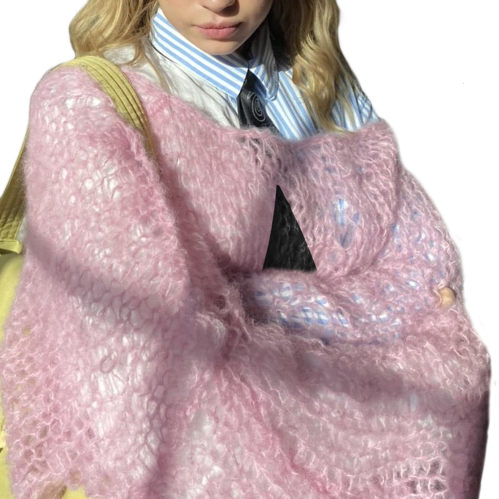 Women's Sweaters Women Star Pattern Long Sleeve O Neck Casual Hollow Knitted Pullover Top Fashion Oversized Sweater Spring Autumn Y2k Streetwear 