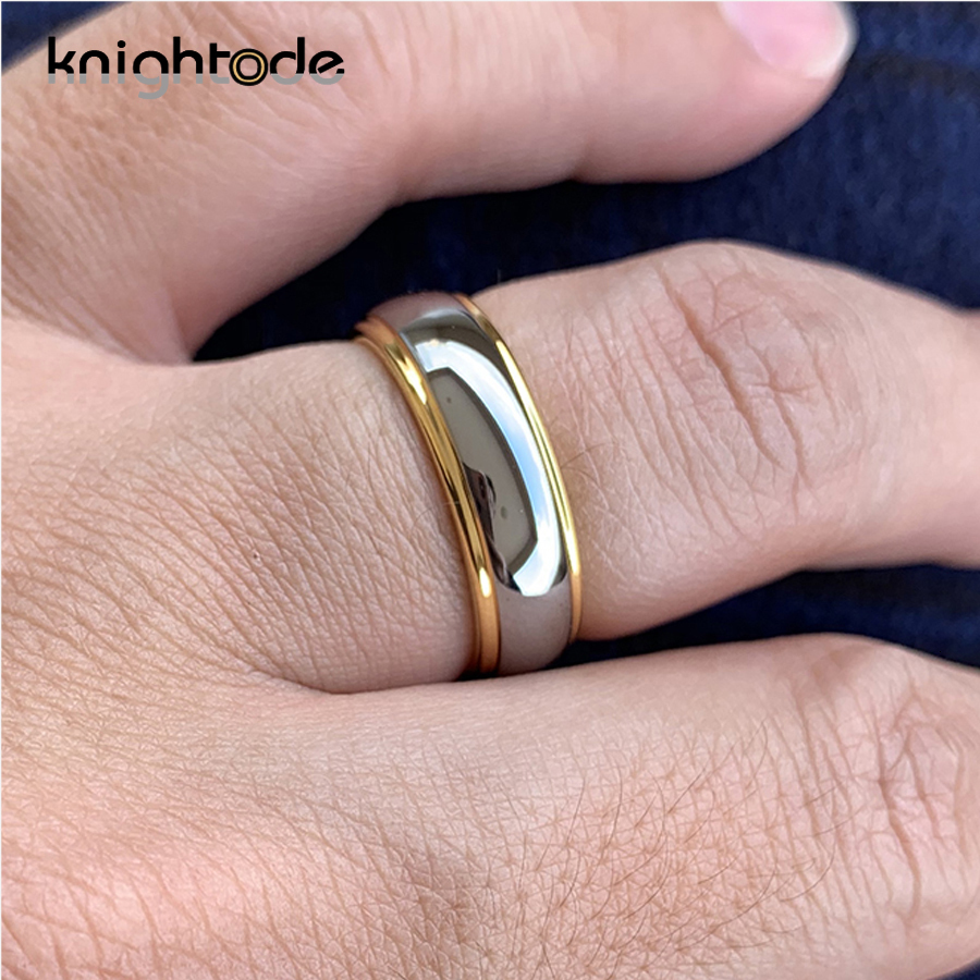 Band Rings 68mm Fashion Tungsten Carbide Wedding Bands For Men Women Engagement Ring Jewelry Gold Color Steped Dome Polishing Comfort Fit 230826