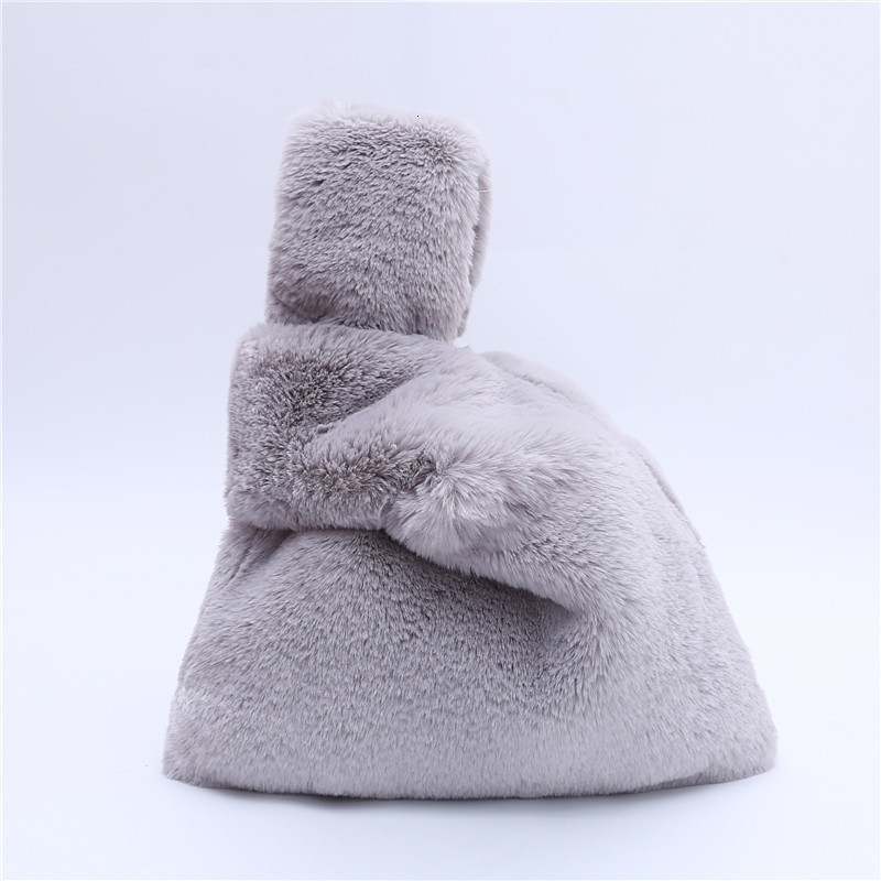 Evening Bags Winter Faux Rex Rabbit Fur Top-handle Bags for Women Casual Candy Color Tote Fashion Soft Pocke Samll Handbag Warm Clutch 230826