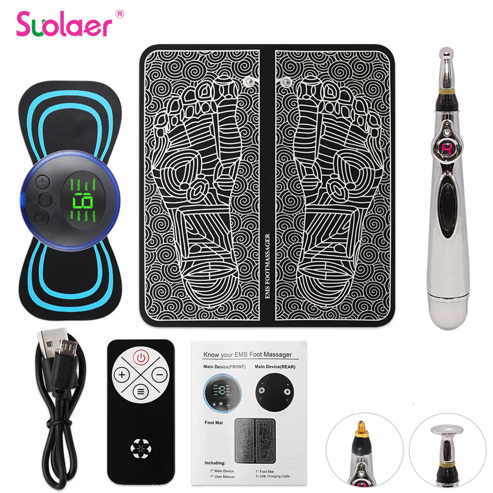 Foot Massager EMS Foot Mat with Controller Electrical Muscle Stimulation Massage Electric Neck Massager Electronic Acupuncture Energy Pen 230826