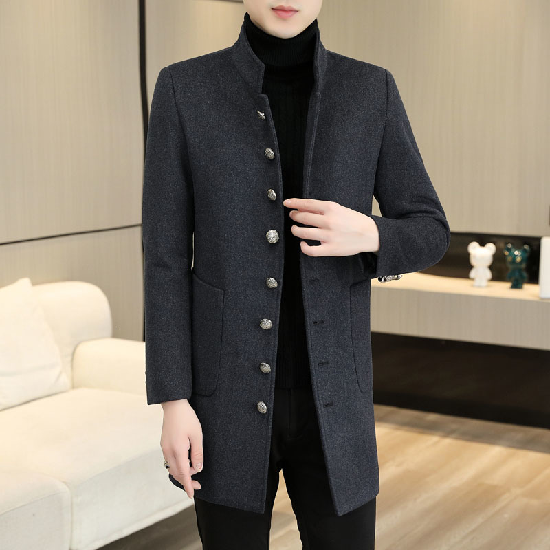 Men's Trench Coats Elegant Gentleman Retro England Mens Long Jackets Slim Fit Vintage British Style Stand Mandarin Collar Overcoats 230826