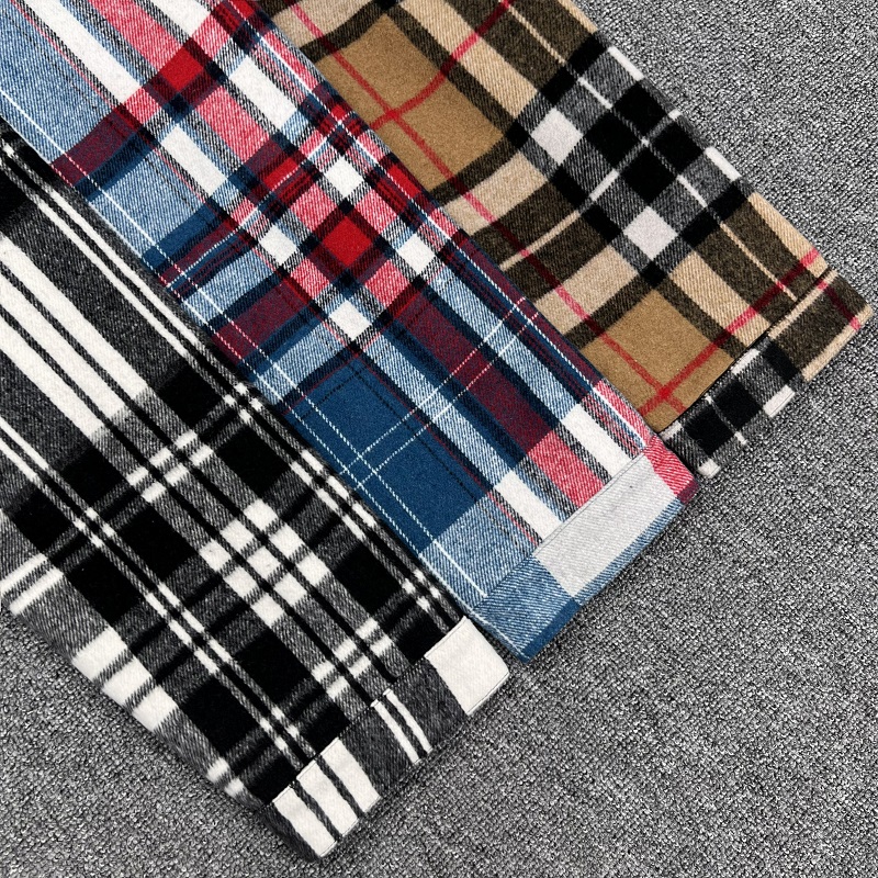 Clothing Men Women Printed Outerwear Cotton Coat Long Sleeve Loose Plaid Stripes Half Zipper Jacket Man