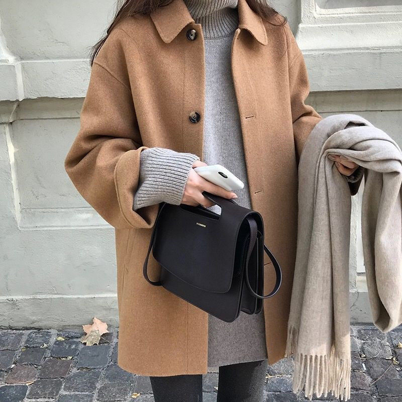 Women's Wool Blends Spring Autumn woolen Single-breasted coat female Mid-Long Korean temperament women Outerwear woolen coat Streetwear 230827