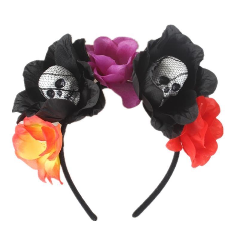 Headbands 1Pcs Halloween Headbands Simulation Flower Head Buckle Halloween Party Festive Headband Foam Skull Horror Headwear Accessories 230826