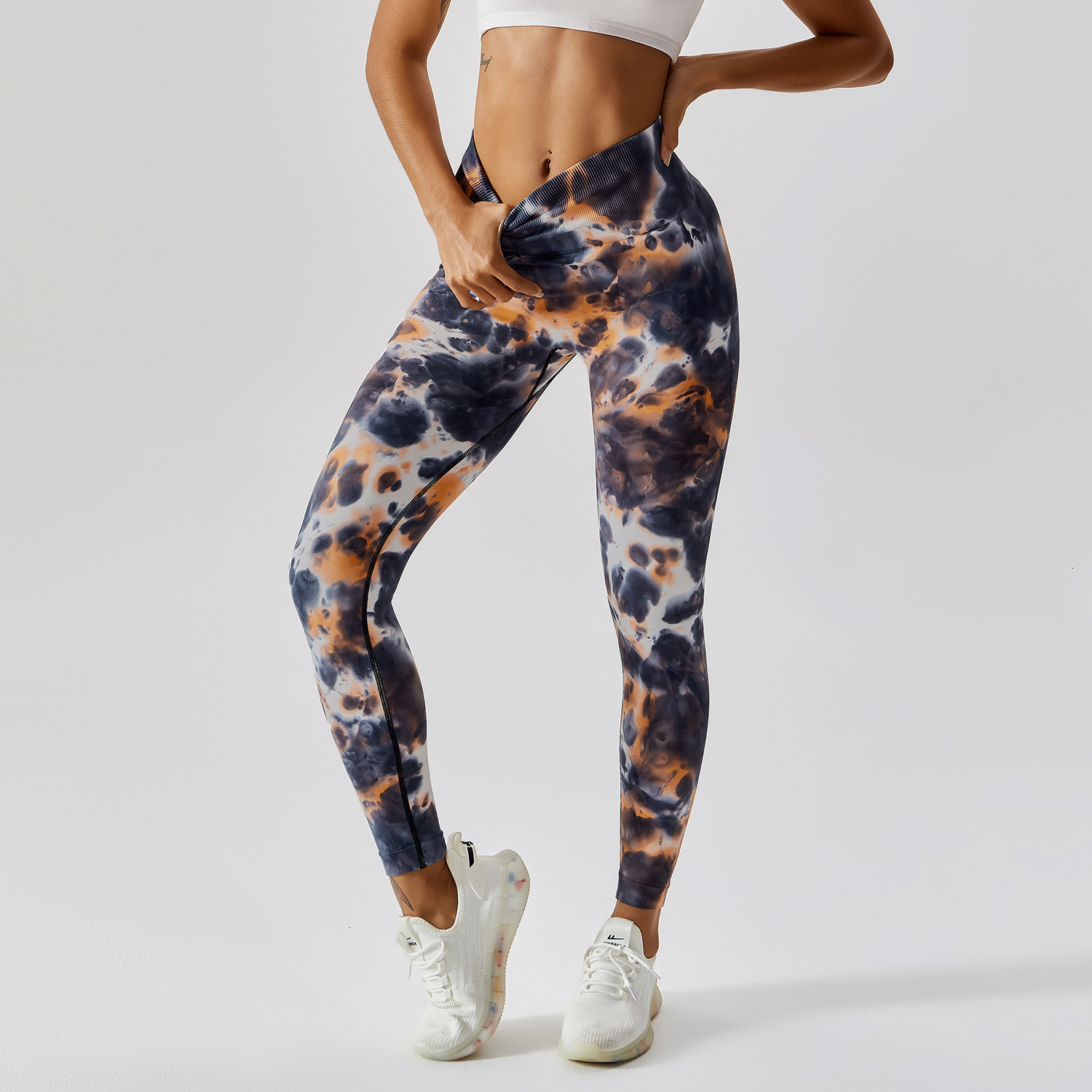 Yoga Outfits Tie Dye Leggings High Waist Elastic Yoga Pants Seamless Push Up Tights Fitness Women Sport Gym Training Running Leggings Femme 230826