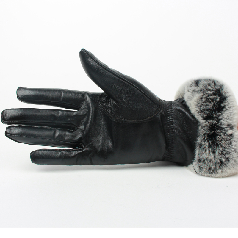 Fingerless Gloves GO BALLISTIC YA Genuine Sheep Leather Gloves with Fur Wrist Lady Winter High Quality Velvet Windproof 230826